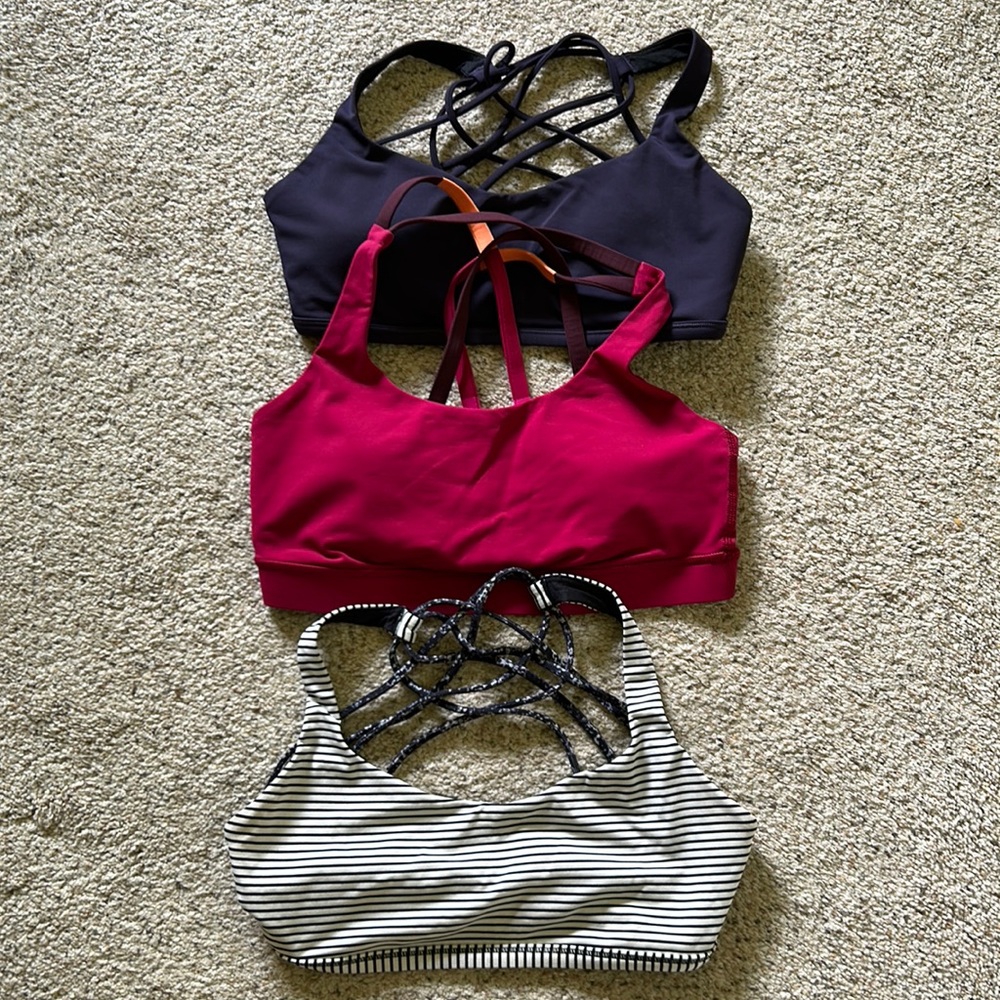 Set of 3 lululemon sports braus, size 6